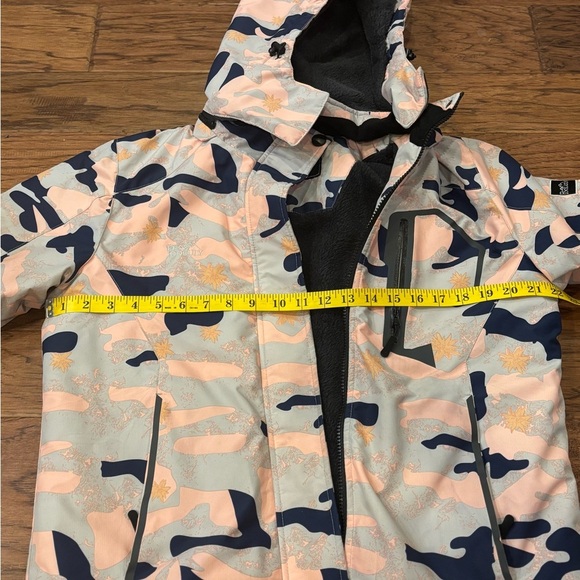 Pooluly Women’s Camo Snow/ski Jacket Pink Blue Floral Insulated Hooded Size sm - Picture 13 of 15
